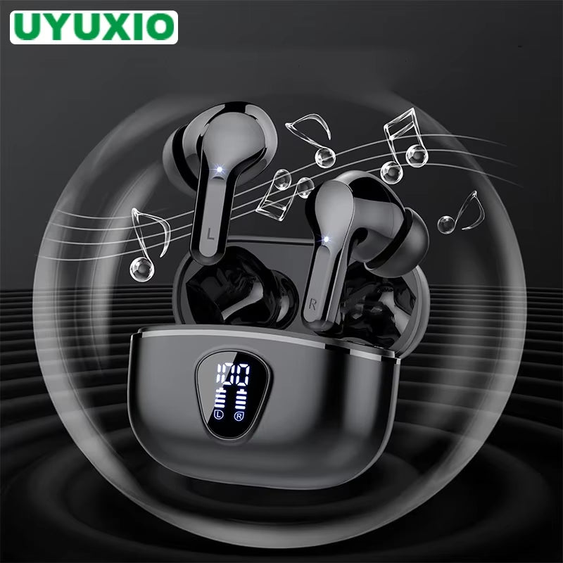 Ultra-Comfort Wireless Earbuds with HiFi Stereo Sound, BT5.3, ENC Noise Cancelling, 48H Playtime, LED Display, IP7 Waterproof