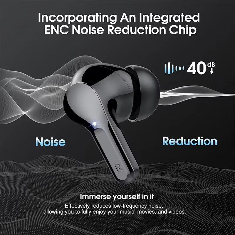 Ultra-Comfort Wireless Earbuds with HiFi Stereo Sound, BT5.3, ENC Noise Cancelling, 48H Playtime, LED Display, IP7 Waterproof