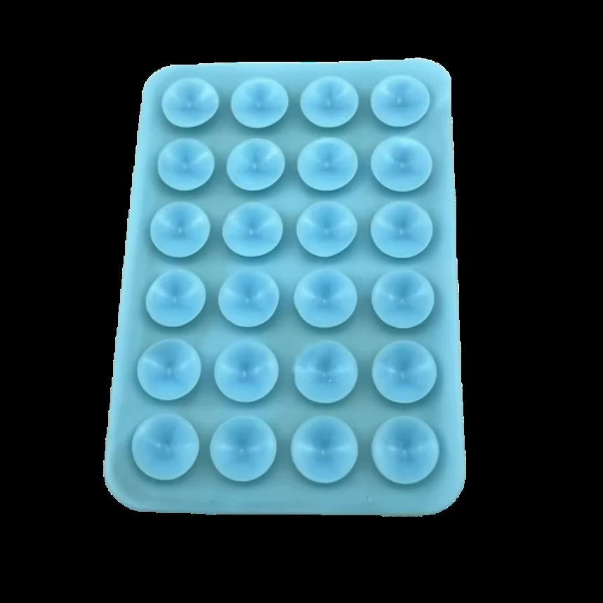 Versatile Silicone Suction Cup Phone Holder - 24 Square Adhesive Pads for Secure Mounting