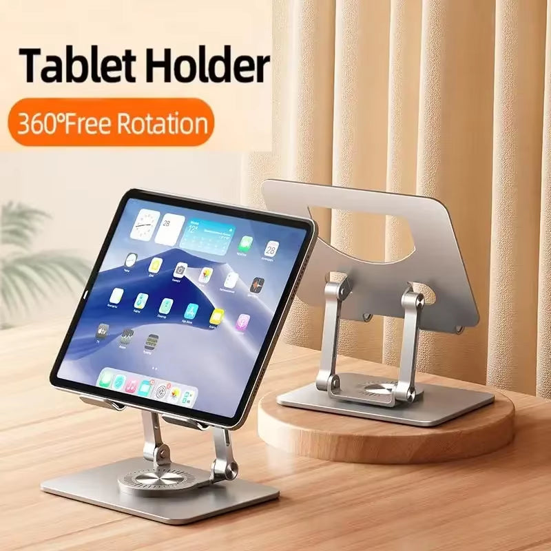 360° Rotatable Adjustable Tablet Stand - Foldable Desktop Holder for 4.7-12 Inch iPad Pro/Air/Mini & Laptops