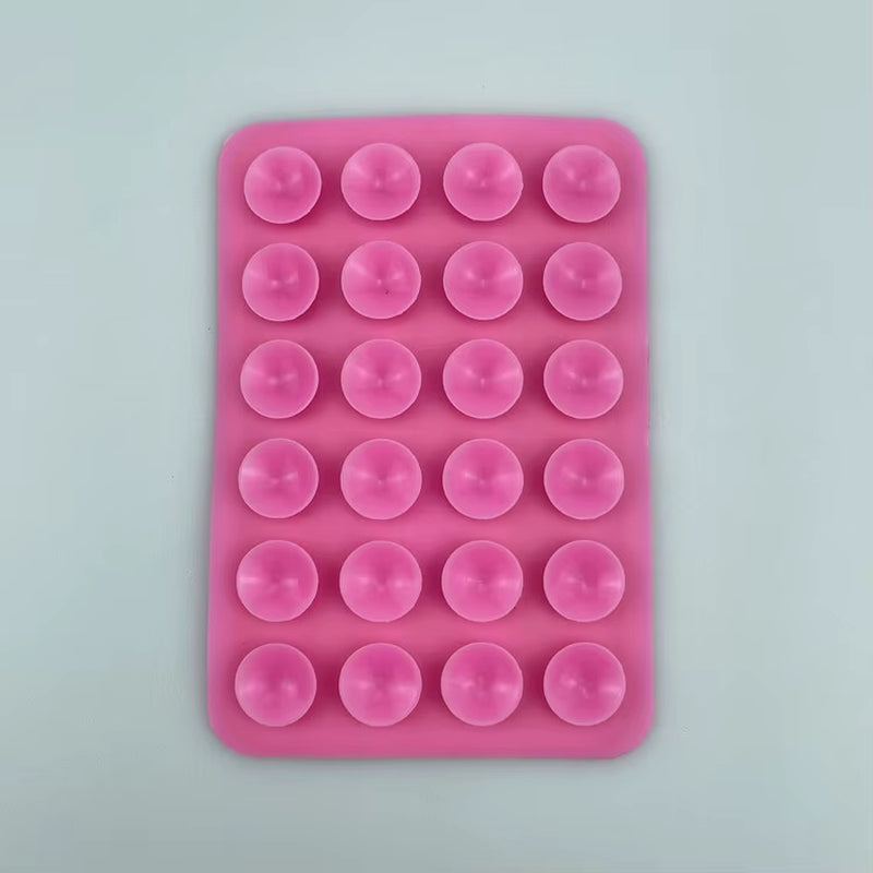 Versatile Silicone Suction Cup Phone Holder - 24 Square Adhesive Pads for Secure Mounting