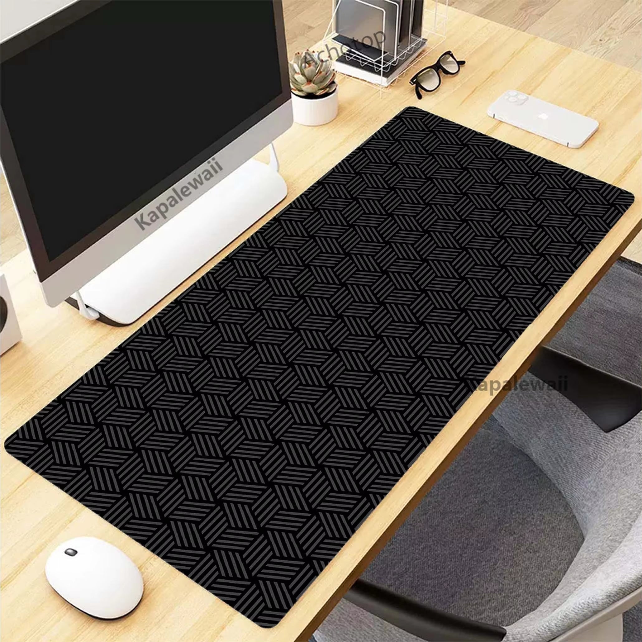 Stylish XXL Black and White Topographic Map Mouse Pad - Perfect for Gaming and Work Setup (900x400mm)