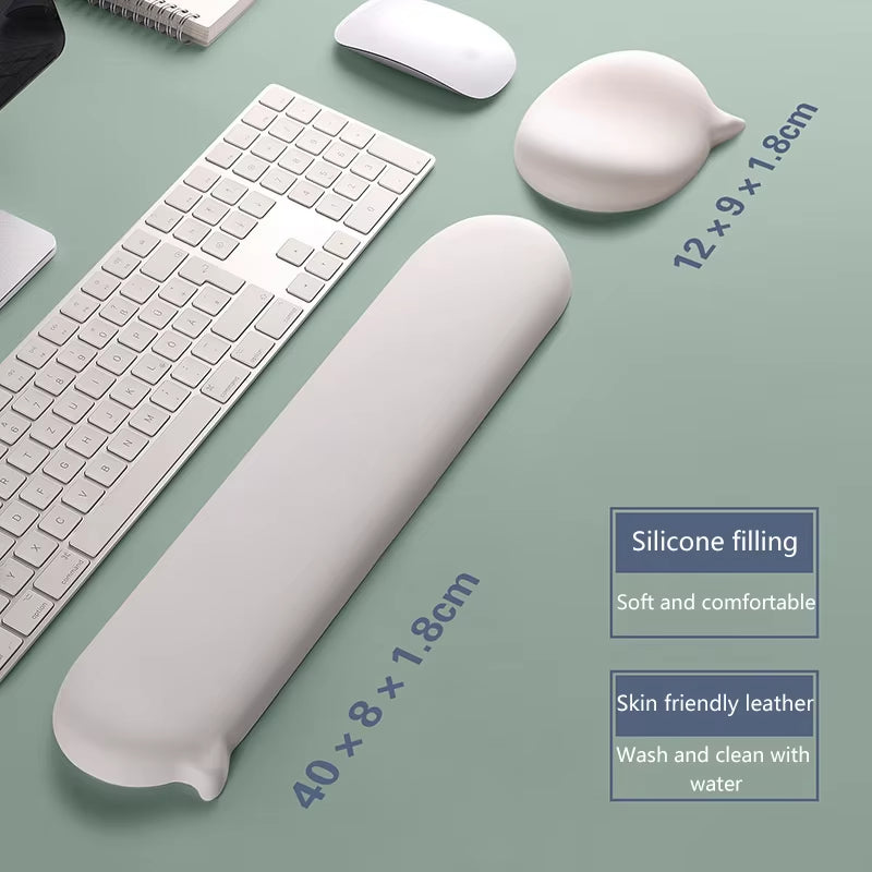 Ergonomic White Silicone Wrist Pad - Comfortable Mouse & Keyboard Hand Rest
