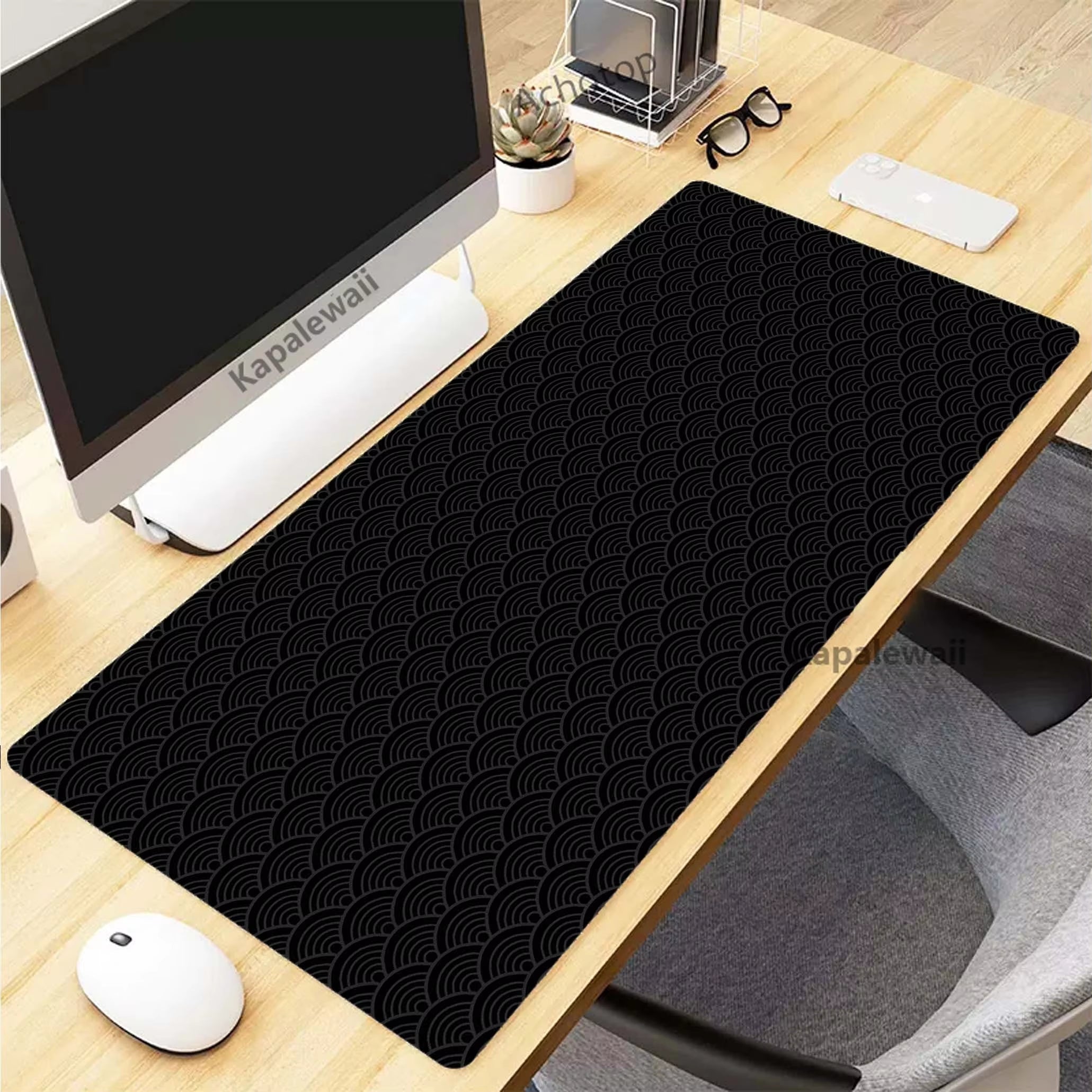 Stylish XXL Black and White Topographic Map Mouse Pad - Perfect for Gaming and Work Setup (900x400mm)